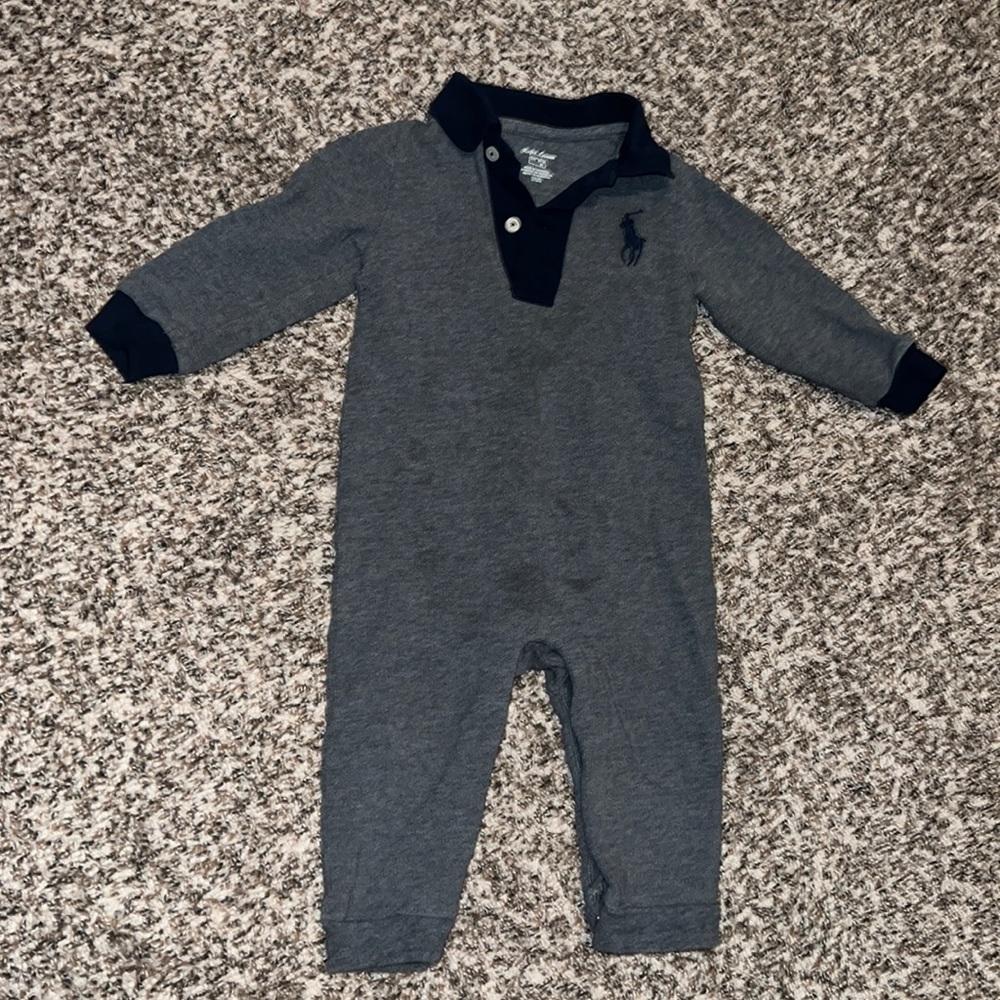 Ralph Lauren Baby Boy Cotton Mesh Polo Coverall Big Pony / 12M
